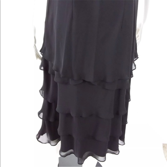 SL Fashions Dress Black Beaded Ruffle Tiered NWOT - Picture 5 of 8